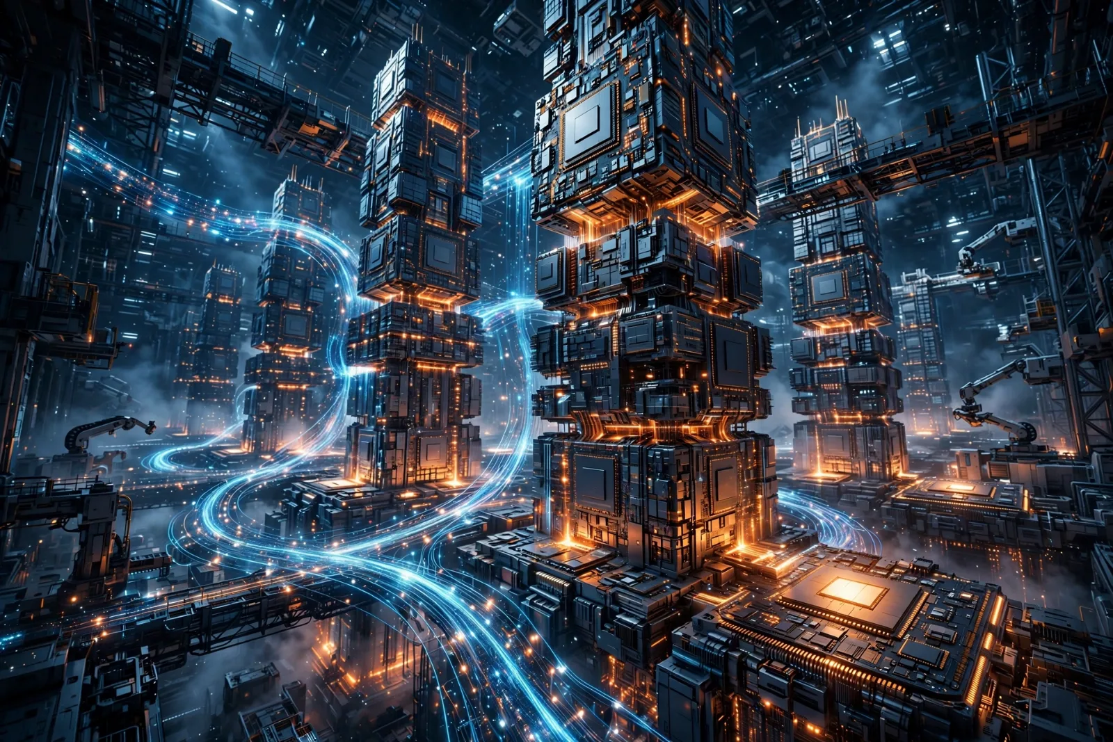 Samsung's record quarter explained: cover illustration of AI memory chips in a data center