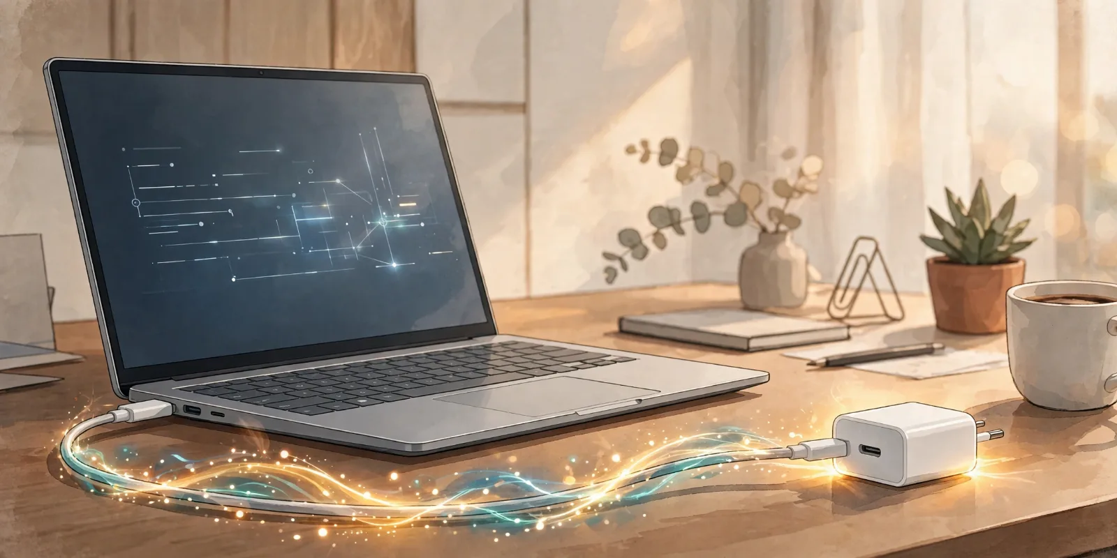 Laptop charging with a phone charger cover image